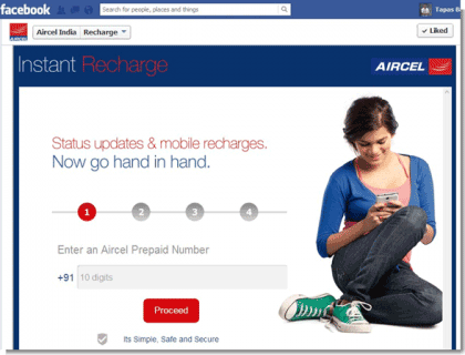 Now recharge your Aircel number through Facebook - TechFriend.IN